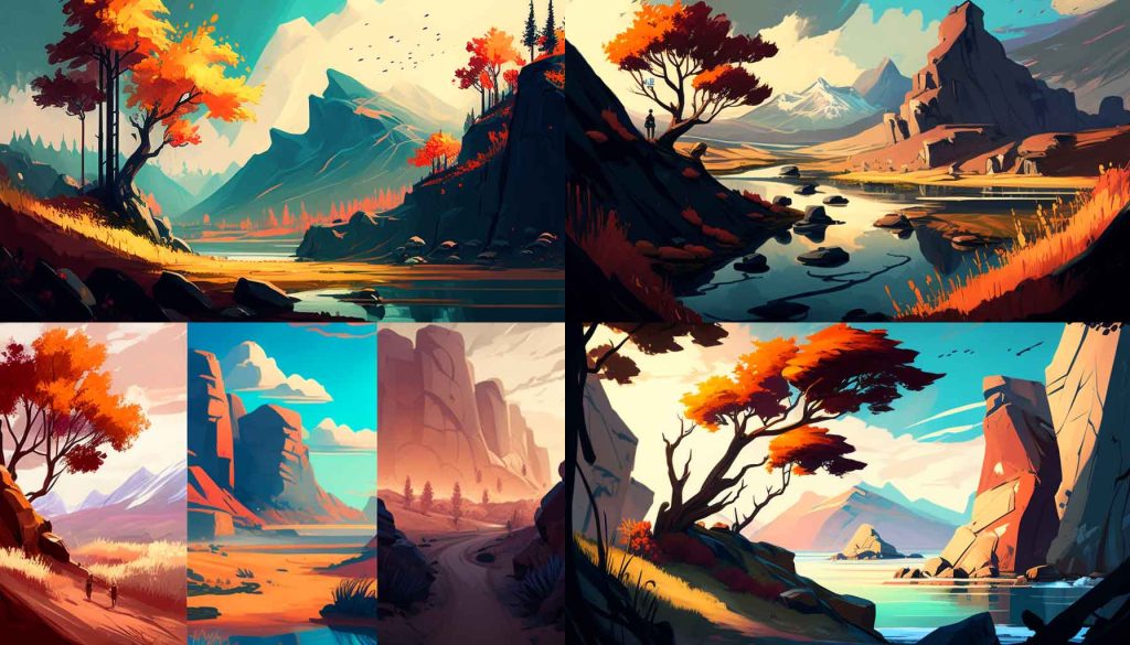 Stylized landscape painting experiment with color